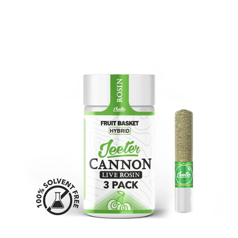 Jeeter Fruit Basket · Live Rosin Cannons · Infused Minis · 0.5g ea · 3pk, Infused Pre-Rolls