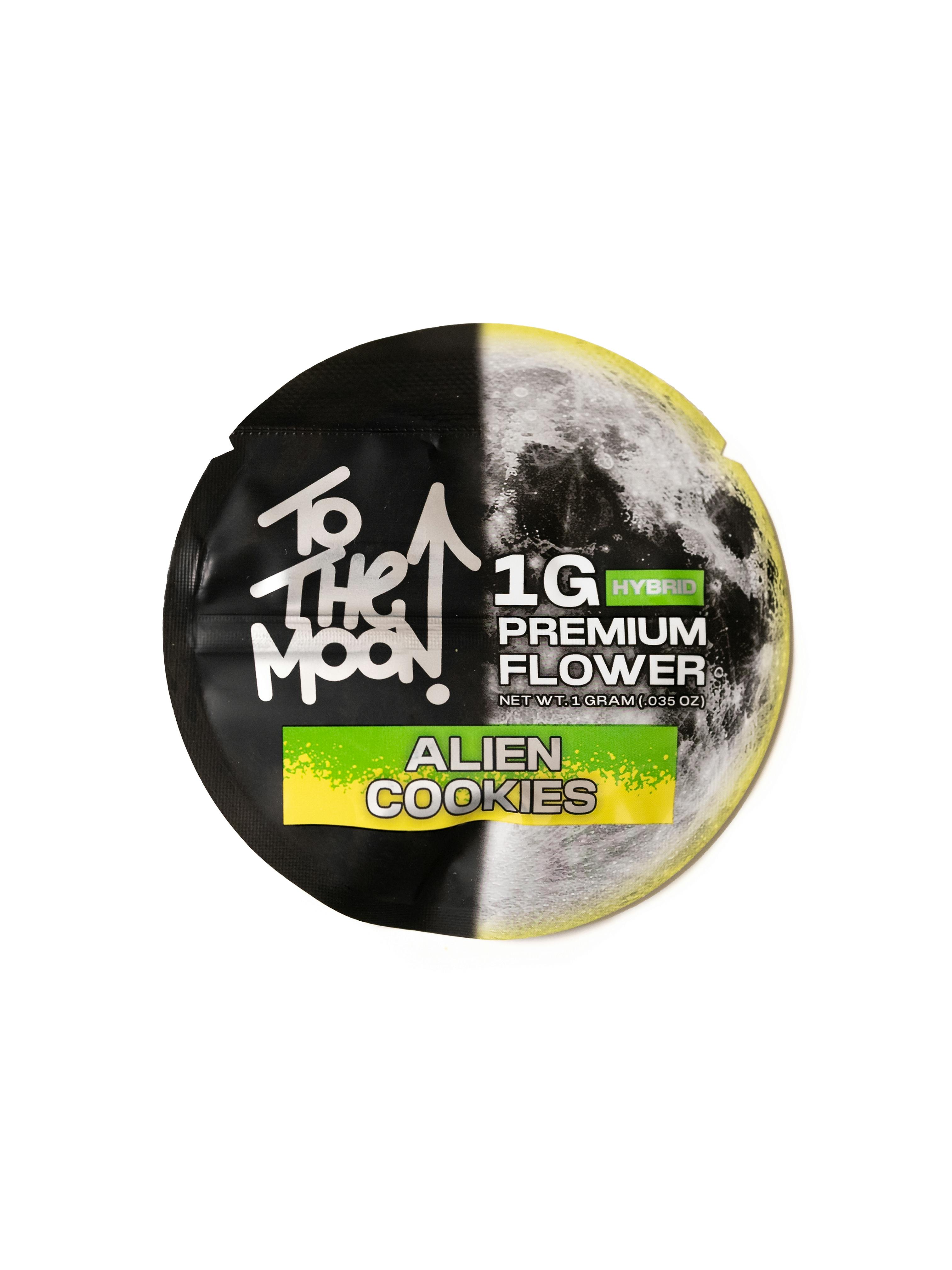 Alien Cookies -Hybrid  -(Flower) - 1.0 g- Packaged  |  To The Moon   -aa1 front