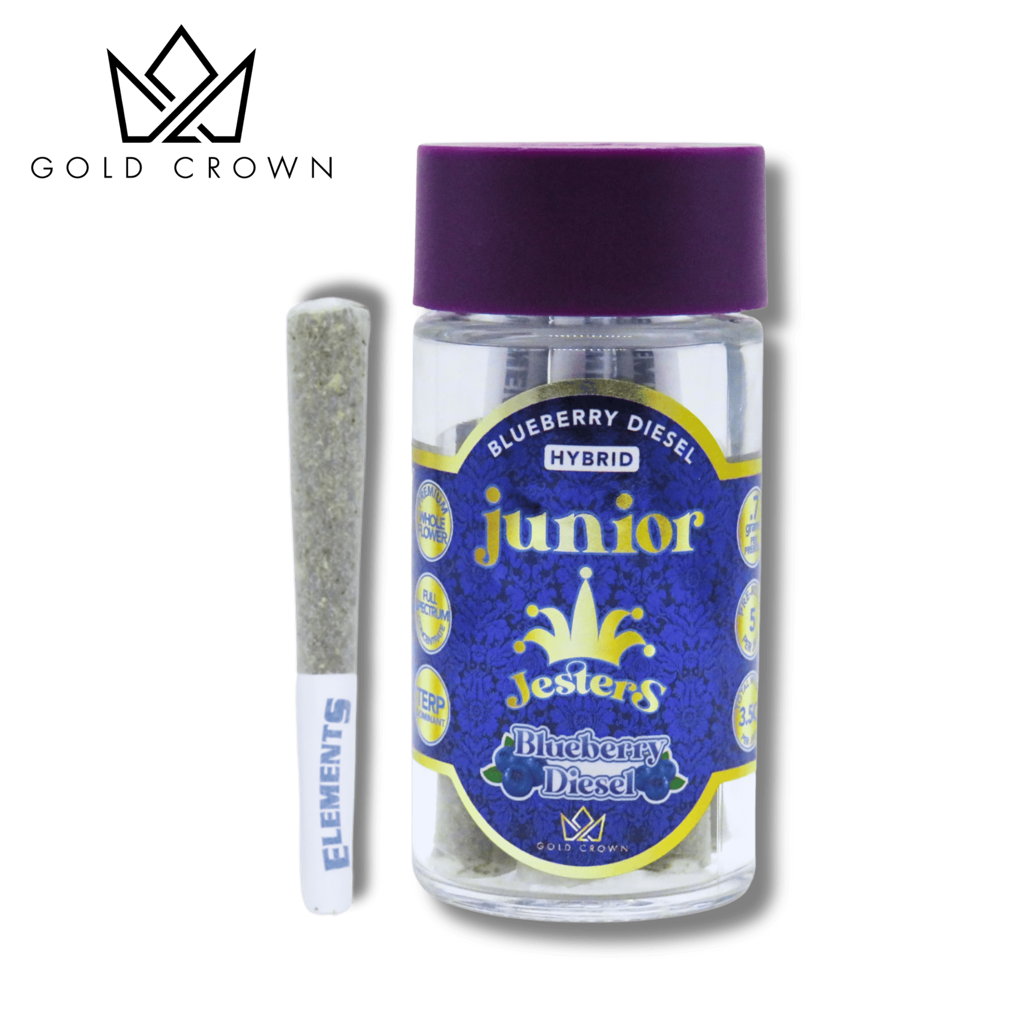 Royal Junior Jesters | Blueberry Diesel | Infused Joints | 0.7g each | 5pk by Gold Crown