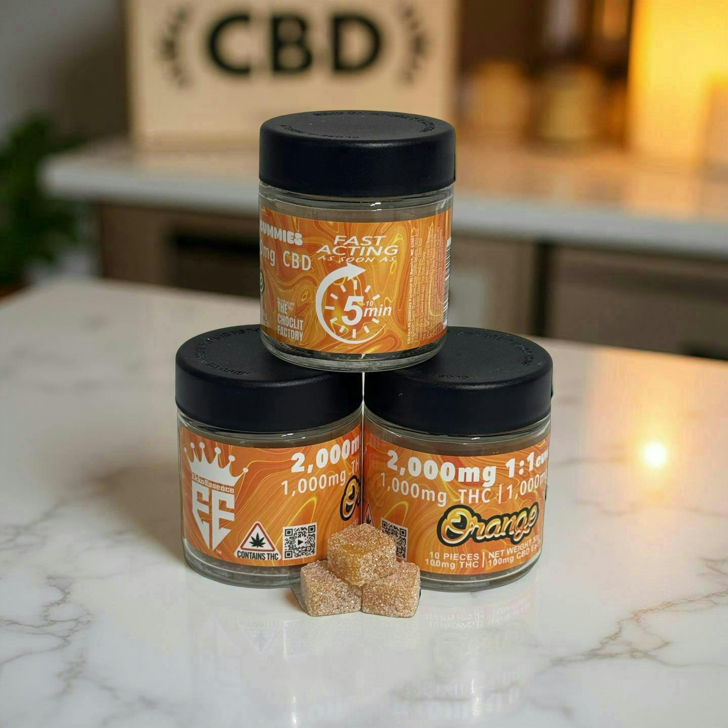 EkkoEssence | Fast Acting 1:1 | Orange Gummies | 1000mg | 10ct | 100mg/ea by EkkoEssence