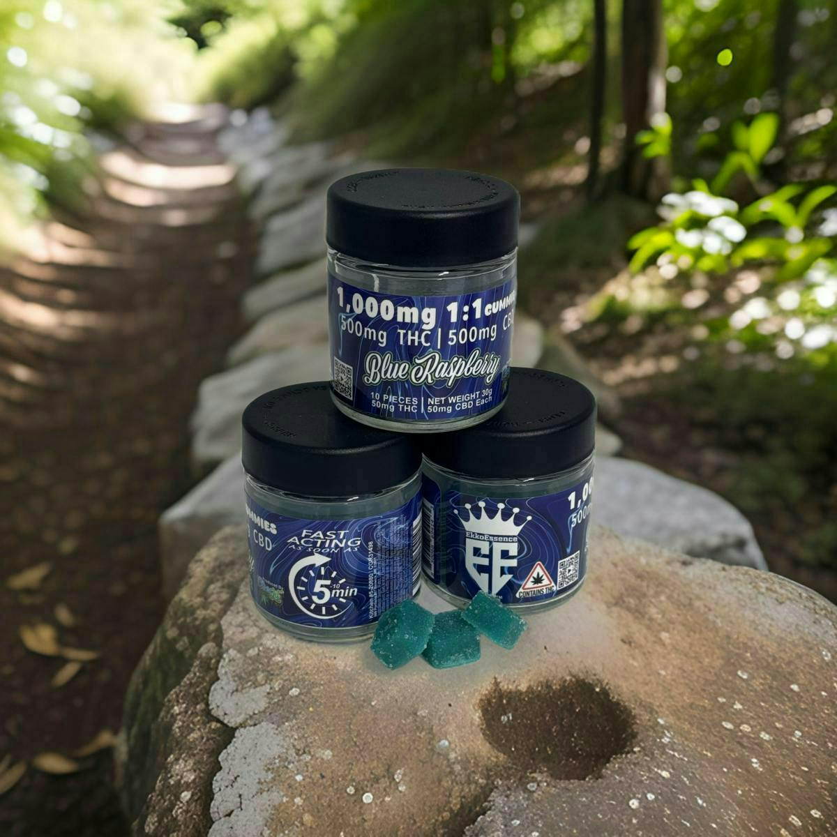 EkkoEssence | Fast Acting 1:1 | Blue Raz Gummies | 500mg | 10ct | 50mg/ea by EkkoEssence
