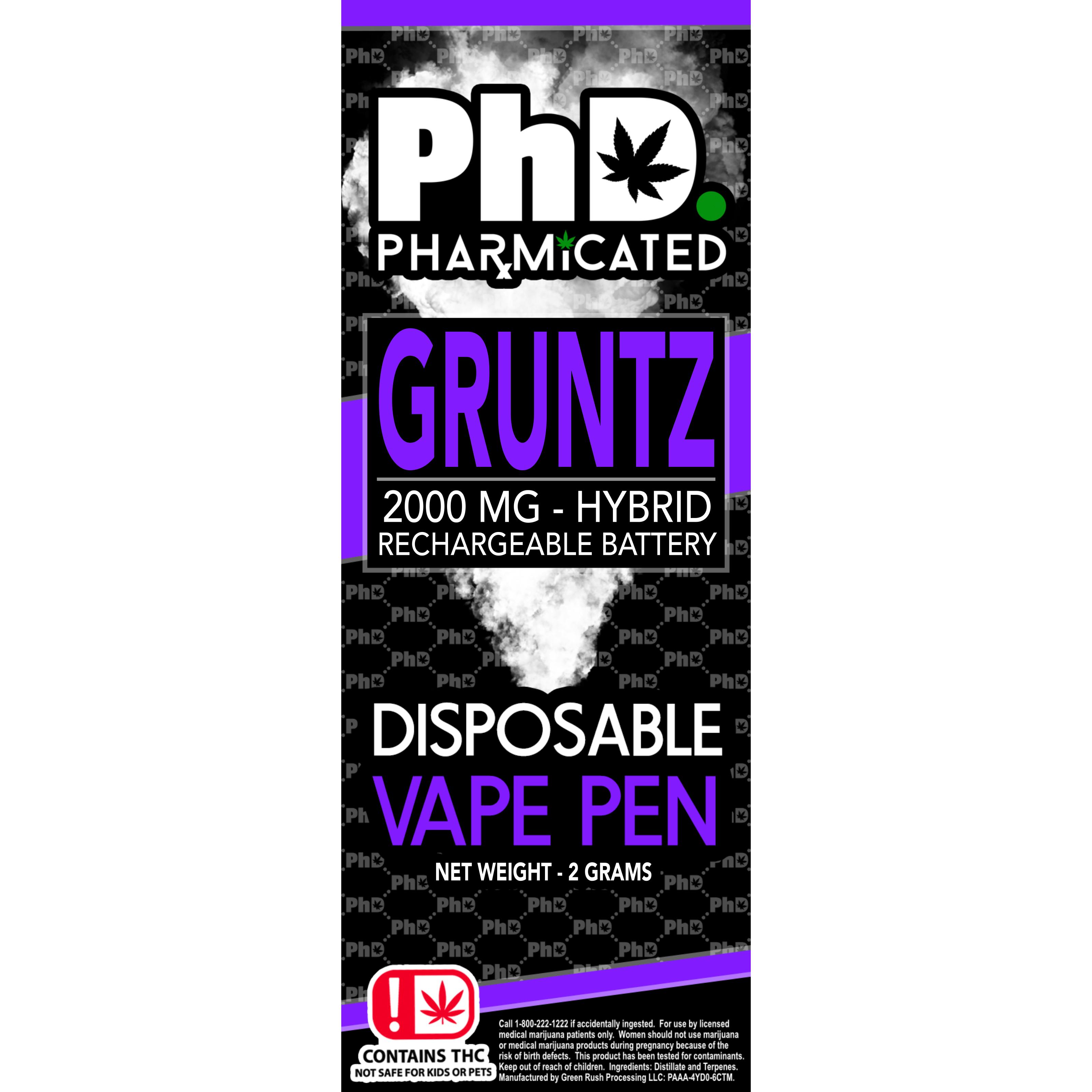 PhD Disposable Vape Cart - 2000 mg - Gruntz (H)