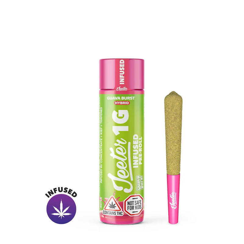 Jeeter Guava Burst · Infused Joint · 1g, Infused Pre-Rolls