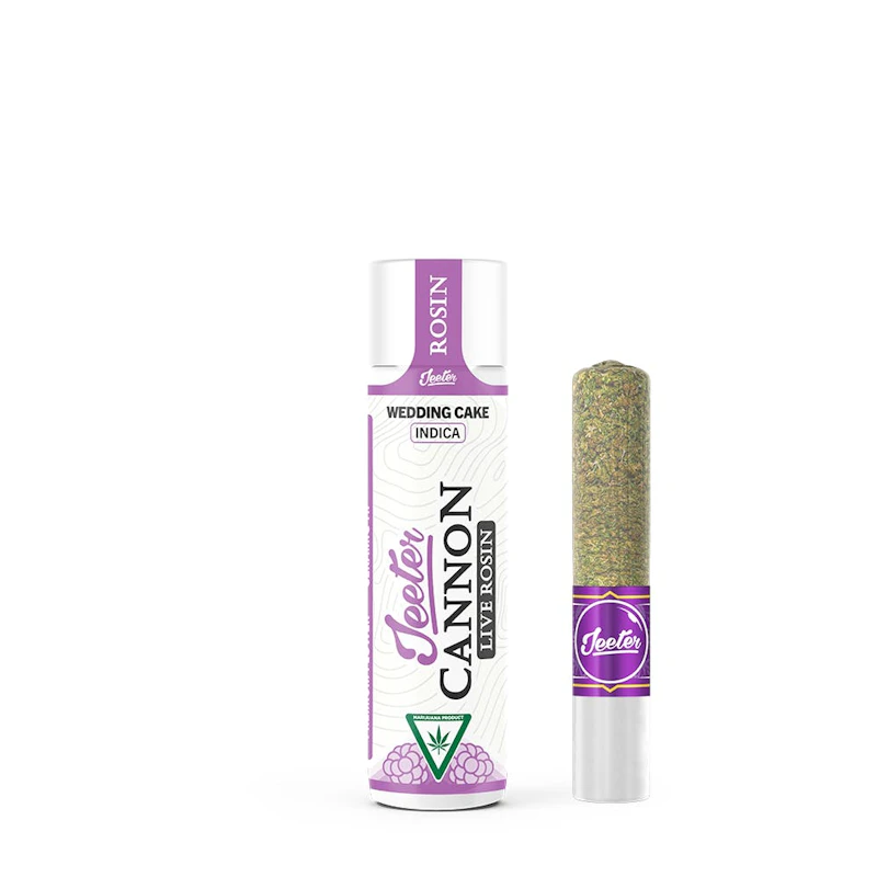 Jeeter Wedding Cake · Live Rosin Cannon · Infused Joint · 1.3g, Infused Pre-Rolls