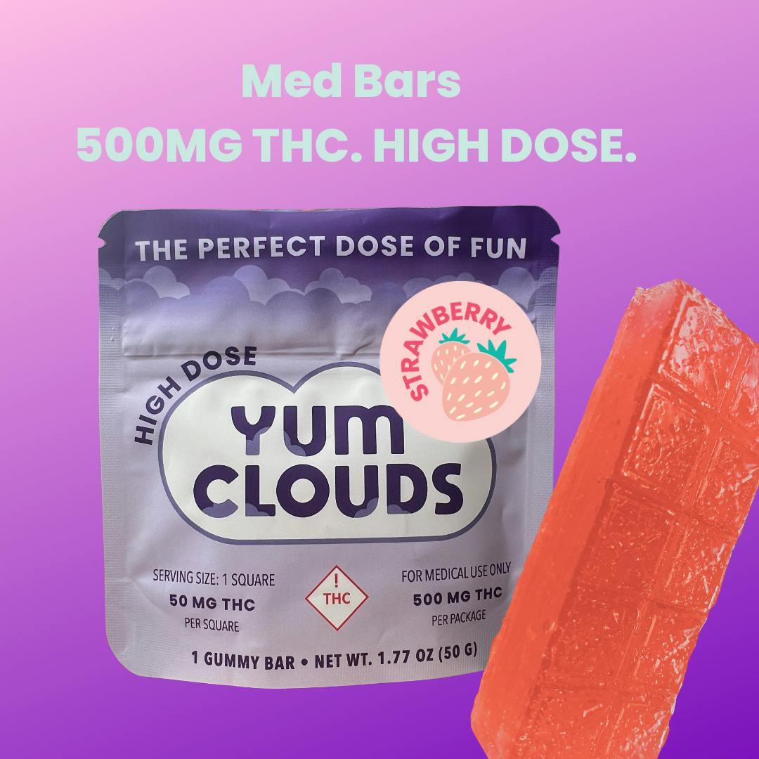 Medical 500mg THC Gummy Bar Strawberry