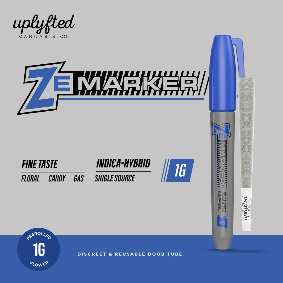 ZeMarker 1g Pre-roll - Indoor A-Nug Flower - No Shake or Trim by Uplyfted Cannabis Co