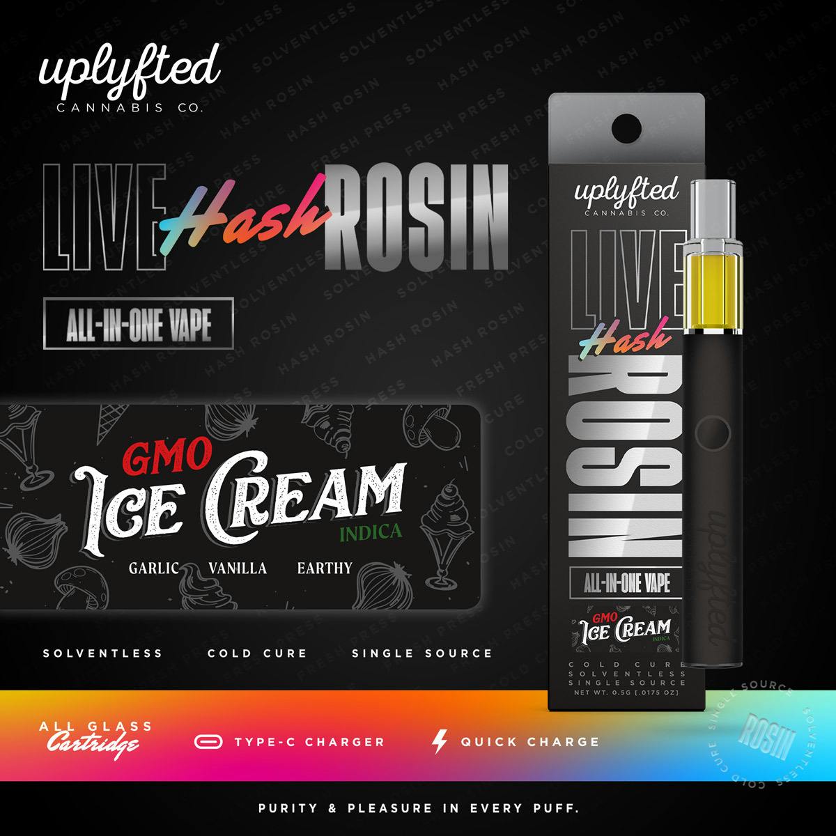GMO Ice Cream | Live Rosin Disposable | 0.5g by Uplyfted Cannabis Co