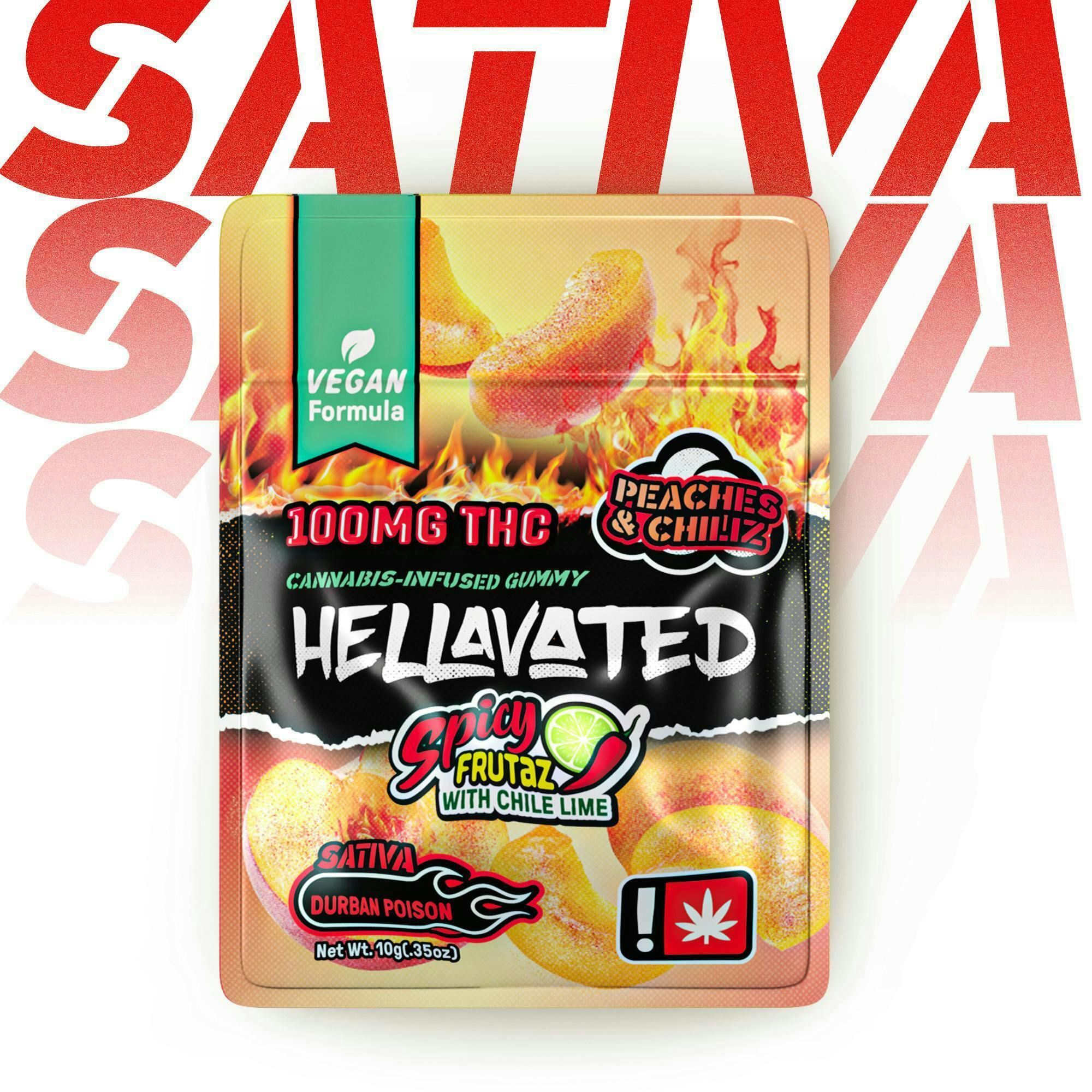 九州パンク　GAI Confuse VIOLENT PARTY オムニバステープ Peaches & Chiliz (1pc) Spicy Frutaz Gummiez 100mg - Hellavated