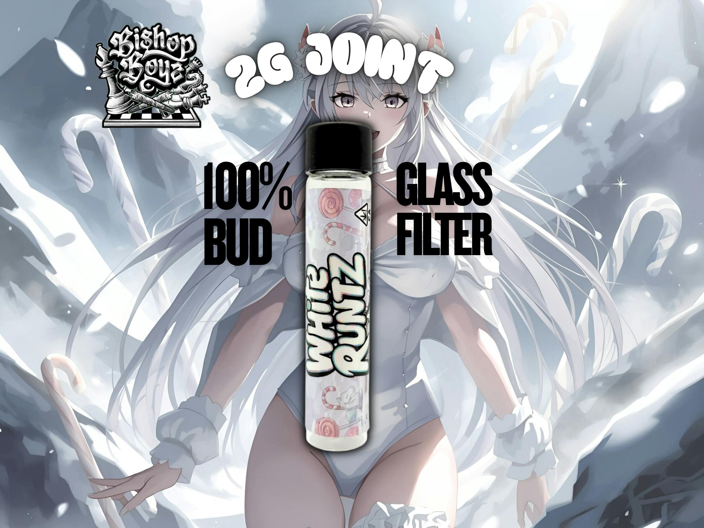 Preroll W/ Glass Tip White