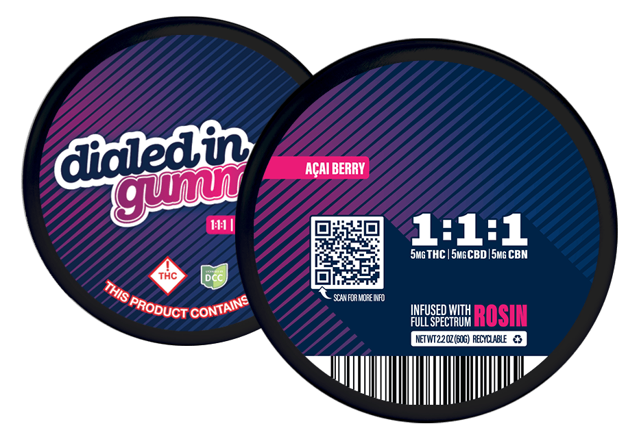 1:1:1 THC+CBD+CBN Açai Berry Rosin Gummies | 100mg by Dialed In Gummies