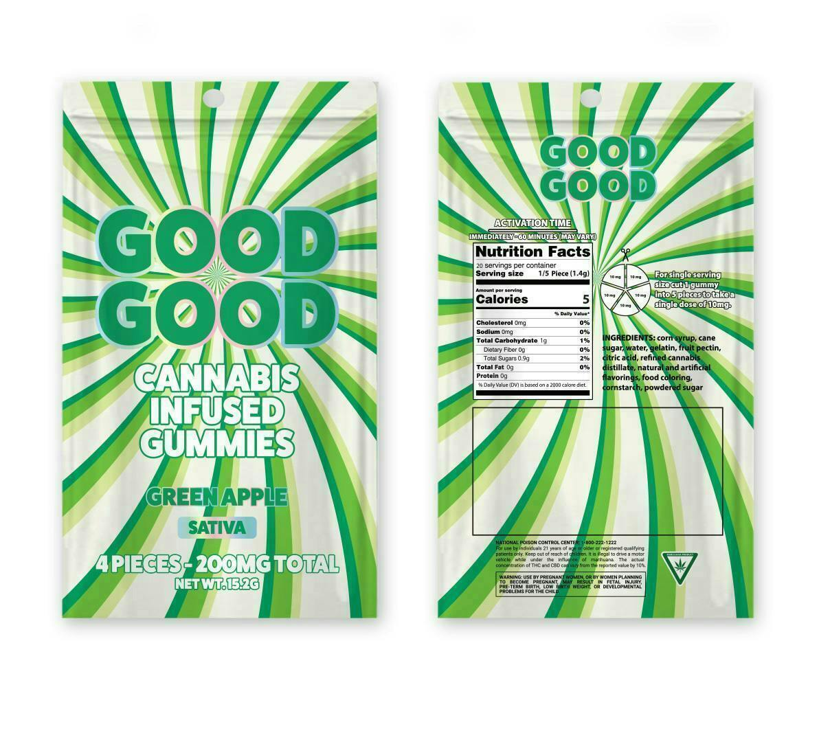 Good Good | Green Apple Gummies | 200mg | 4pk | 50mg/ea