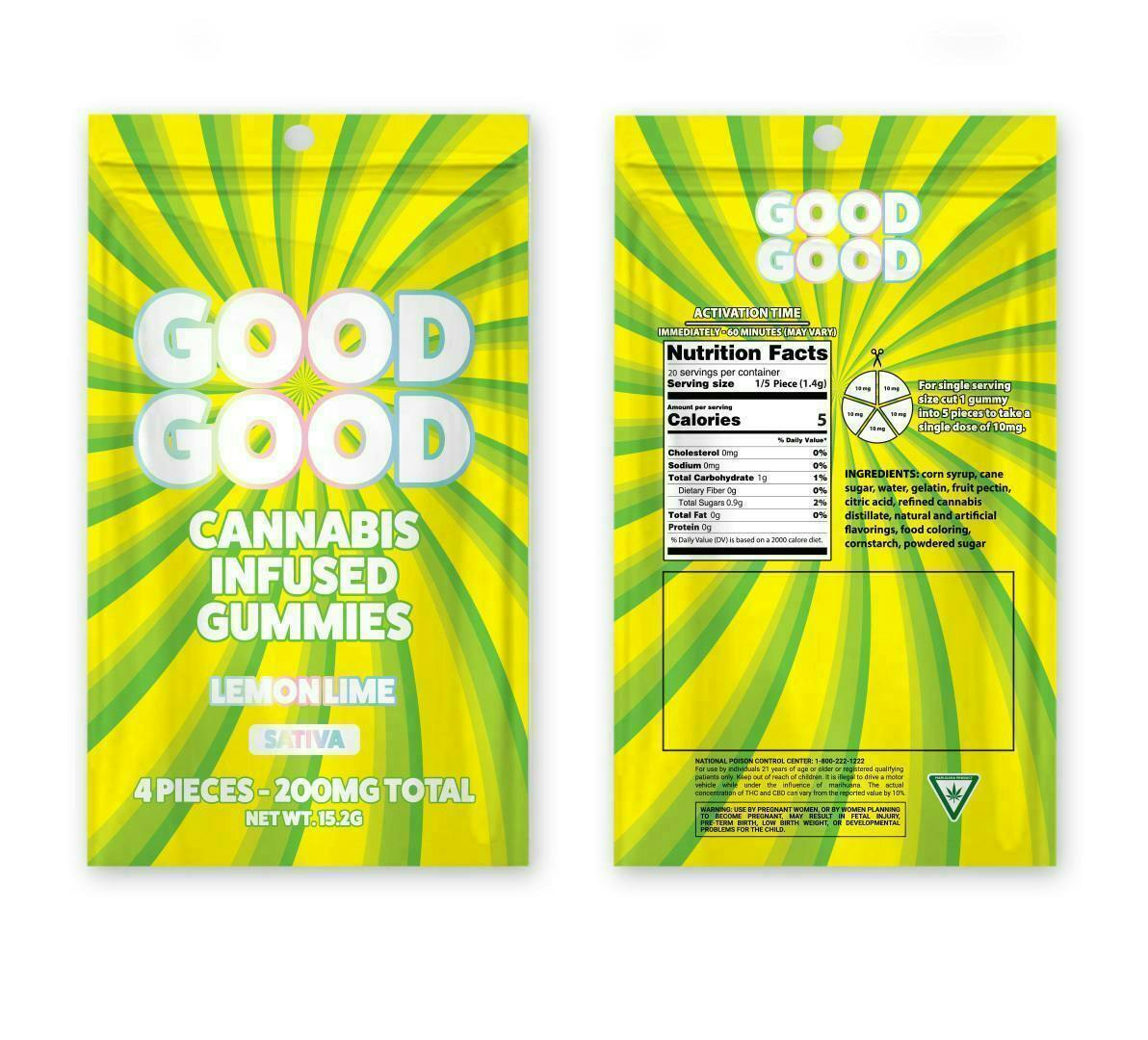 Good Good | Lemon Lime Gummies | 200mg | 4pk | 50mg/ea by Good Good