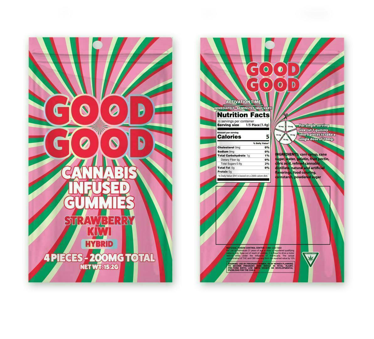 Good Good | Strawberry Kiwi Gummies | 200mg | 4pk | 50mg/ea