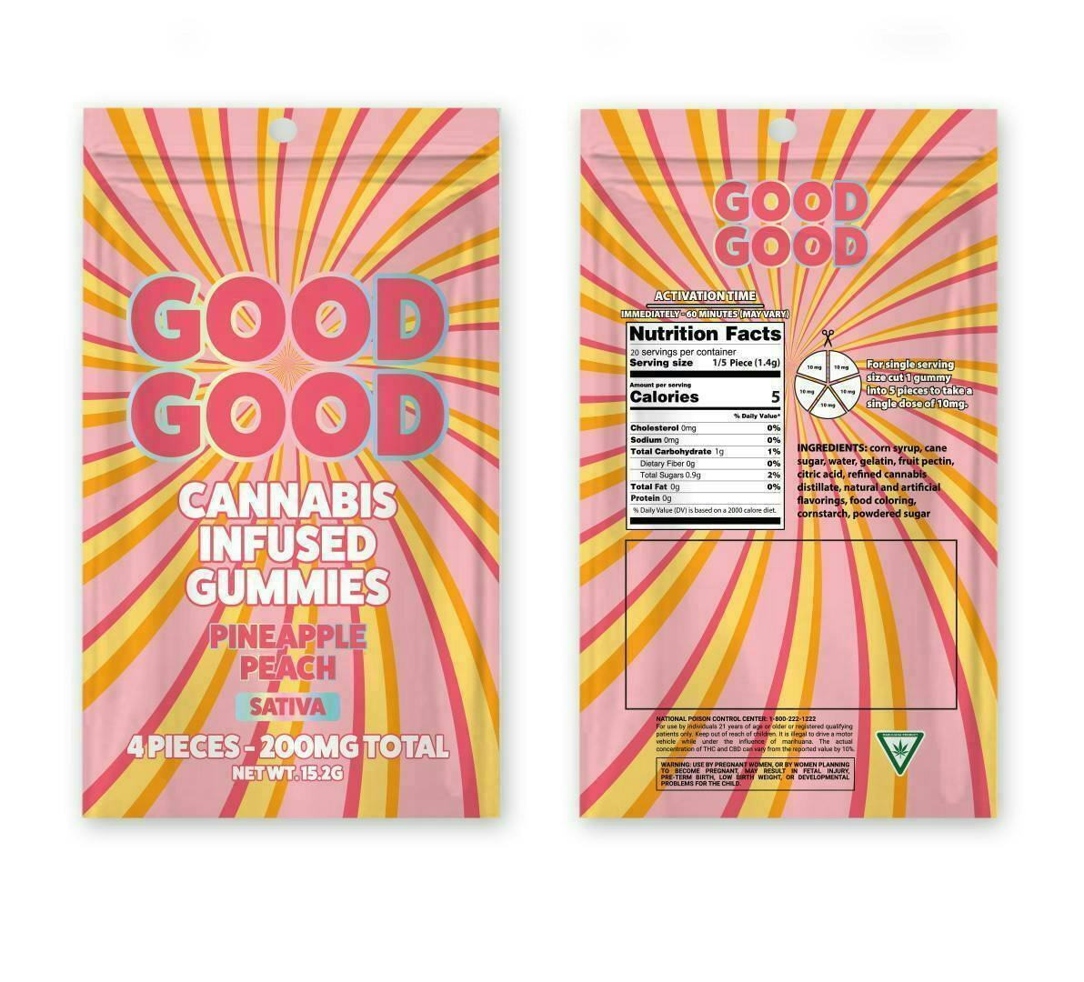 Good Good | Pineapple Peach Gummies | 200mg | 4pk | 50mg/ea