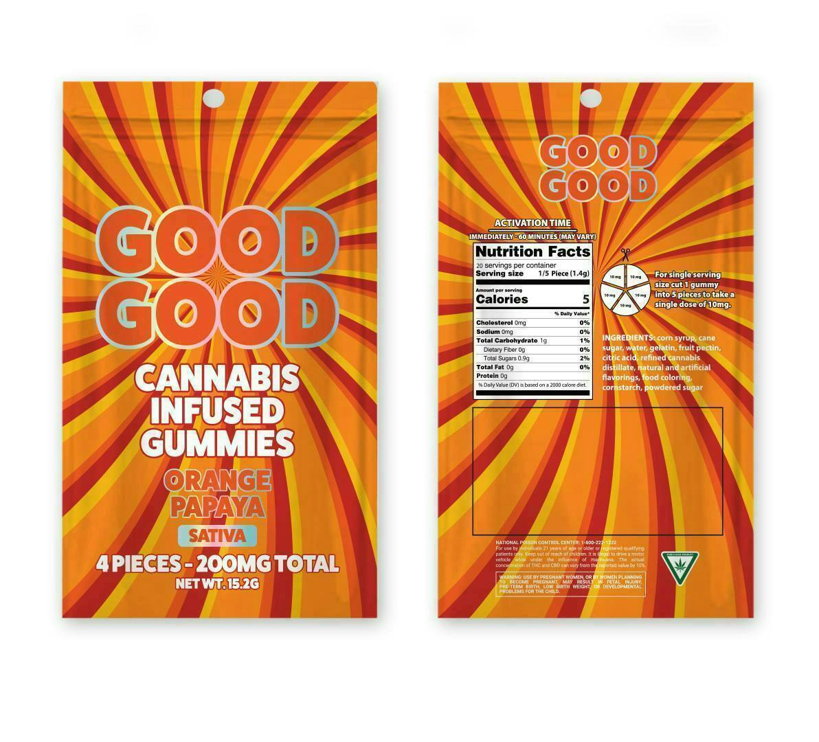 Good Good | Orange Papaya Gummies | 200mg | 4pk | 50mg/ea