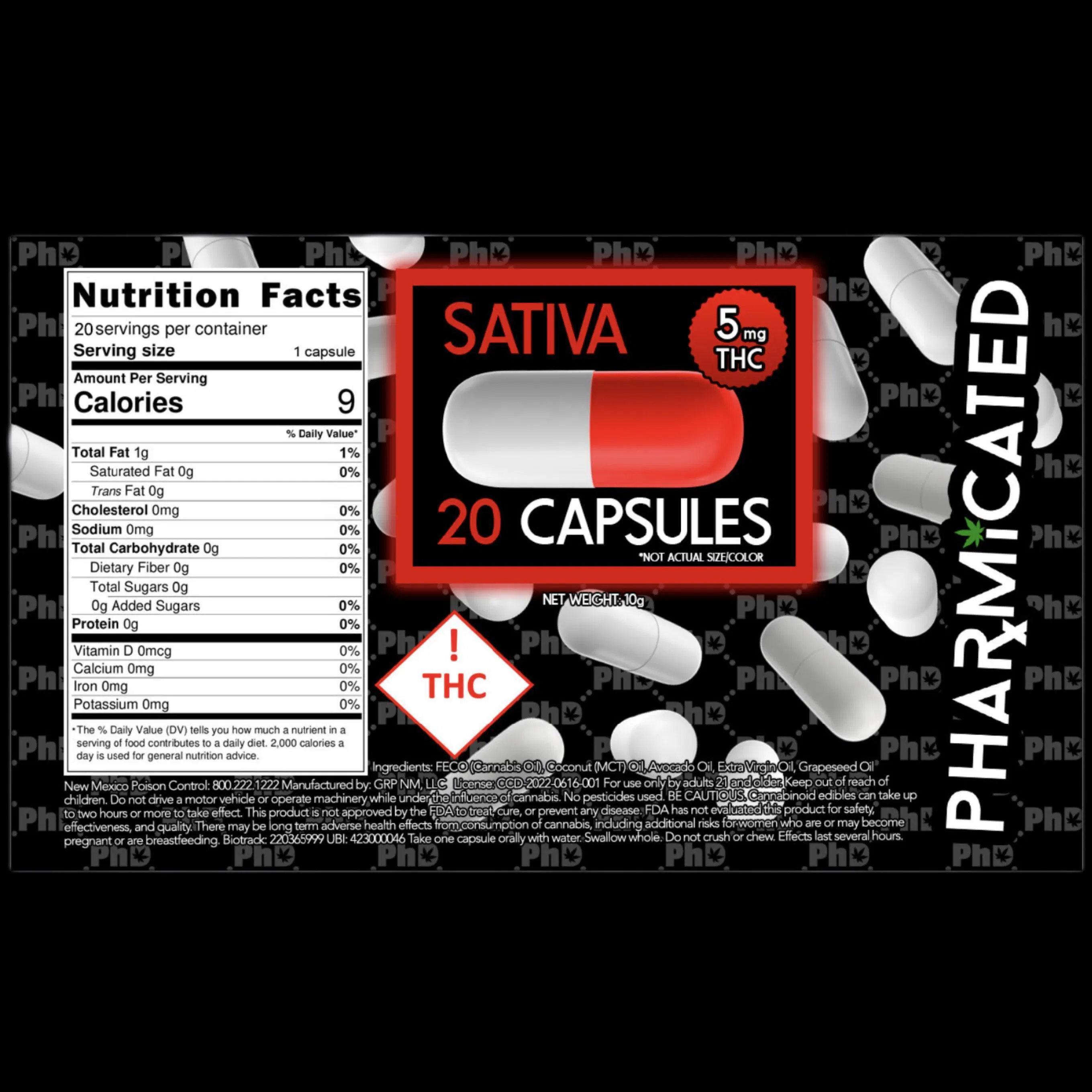 Pharmicated - PhD Sativa Capsules - 200mg Main Image