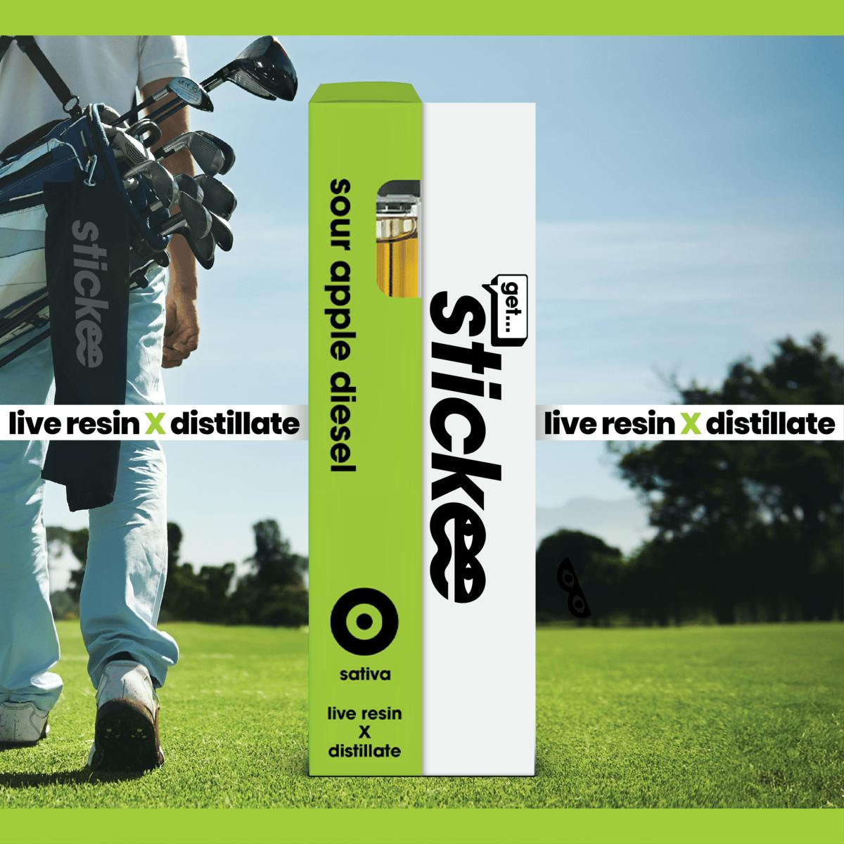 STICKEE | Sour Apple Diesel | Live Resin Disposable | 1G