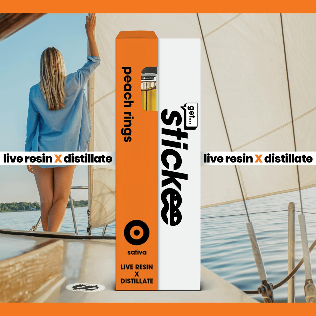STICKEE | Peach Ringz | Live Resin Disposable | 1G by Detour