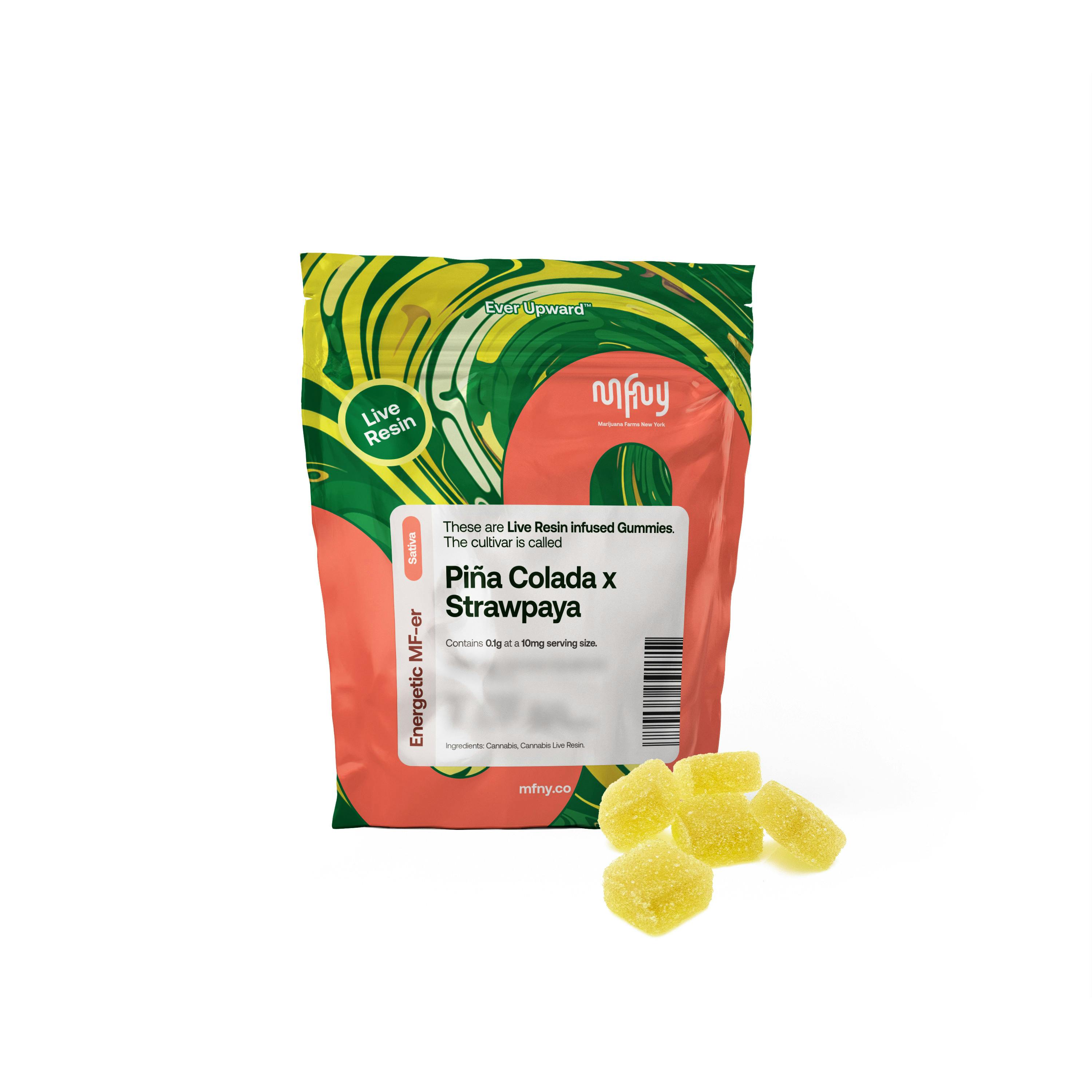 Pina Colada x StrawPaya Live Resin Gummies | 100mg 10pk