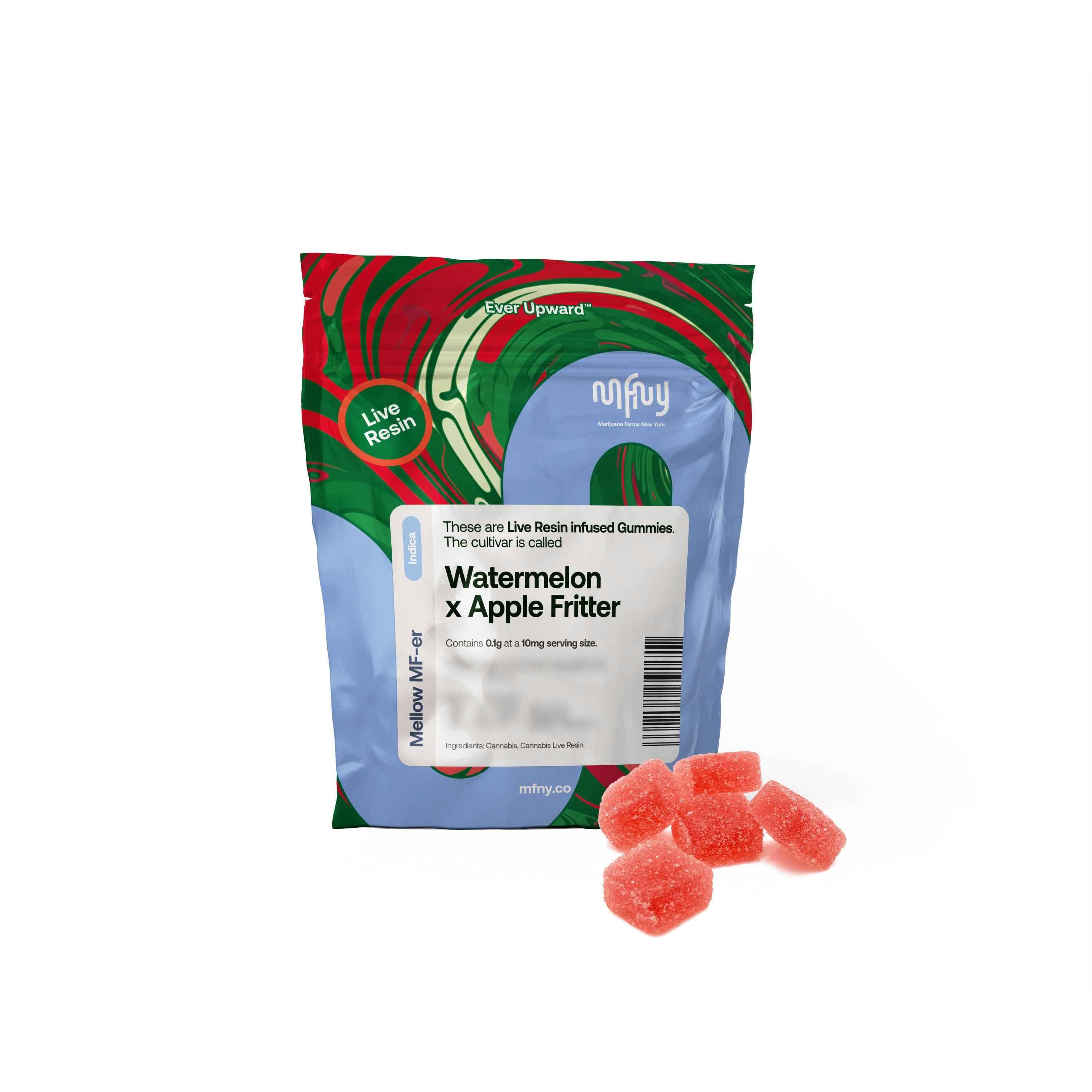 Watermelon x Apple Fritter Live Resin Gummies | 100mg | 10ct | 10mg/ea
