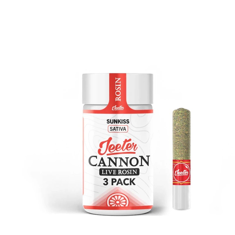 Jeeter Sunkiss · Live Rosin Cannons · Infused Minis · 0.5g each · 3pk, Infused Pre-Rolls