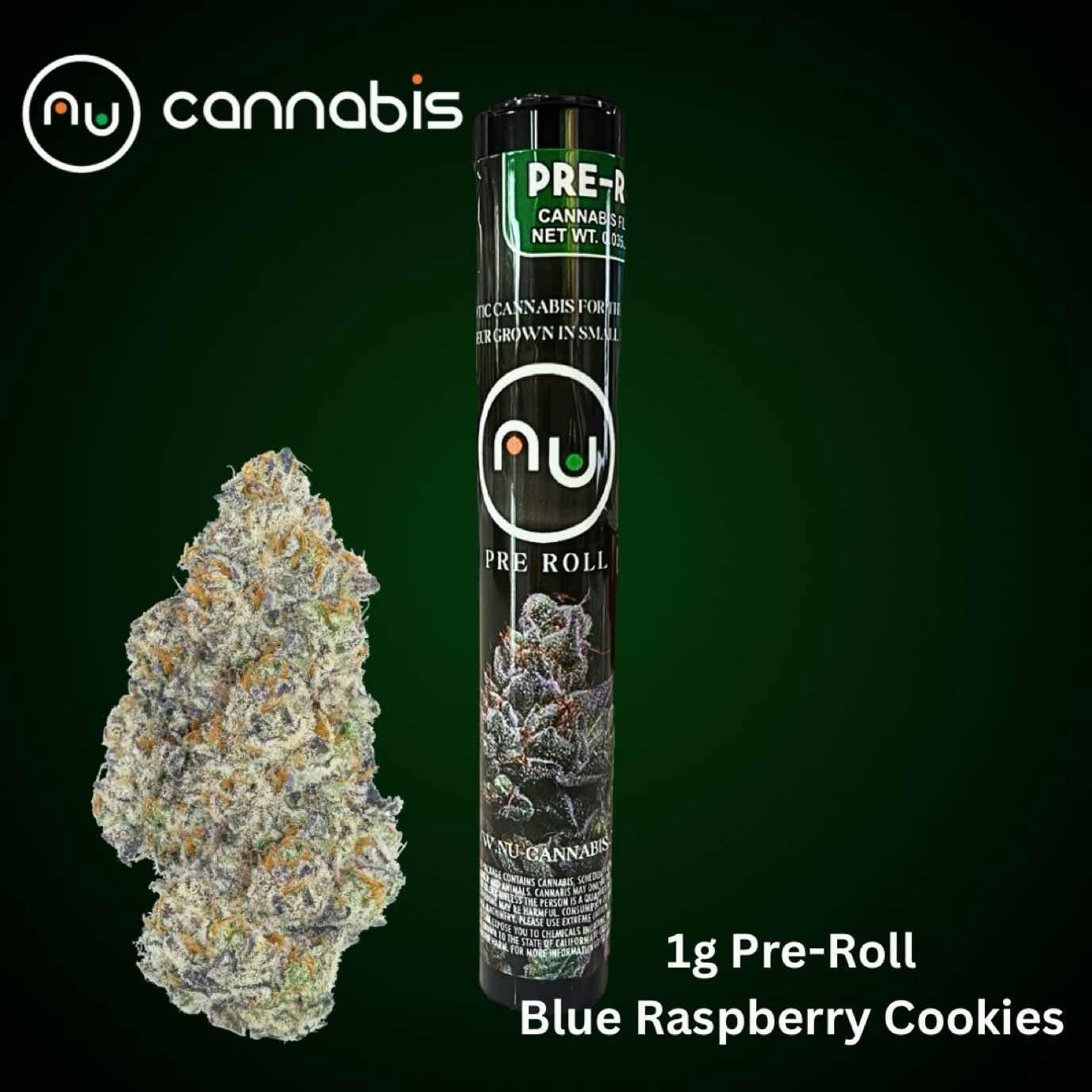 NuCannabis - Blue Raspberry Cookies 1.2g - PRE ROLL - Nu Cannabis Brand