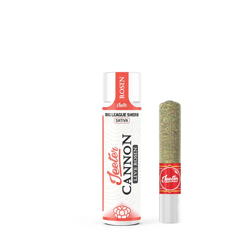 Jeeter Big League Sherb · Live Rosin Cannon · Infused Joint · 1.3g, Infused Pre-Rolls