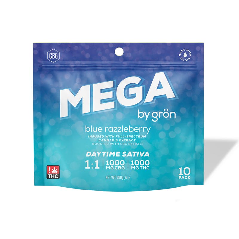 Grön 1:1 Blue Razzleberry Mega Pearl 10 Pack