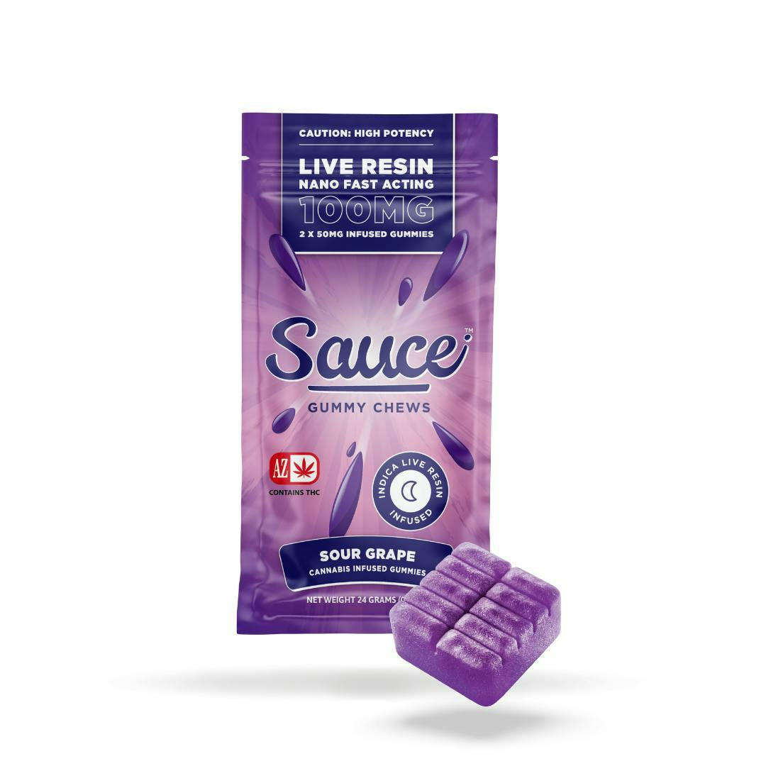 Sauce | Gummy Chews | Sour Grape | Live Resin Gummies | 100mg