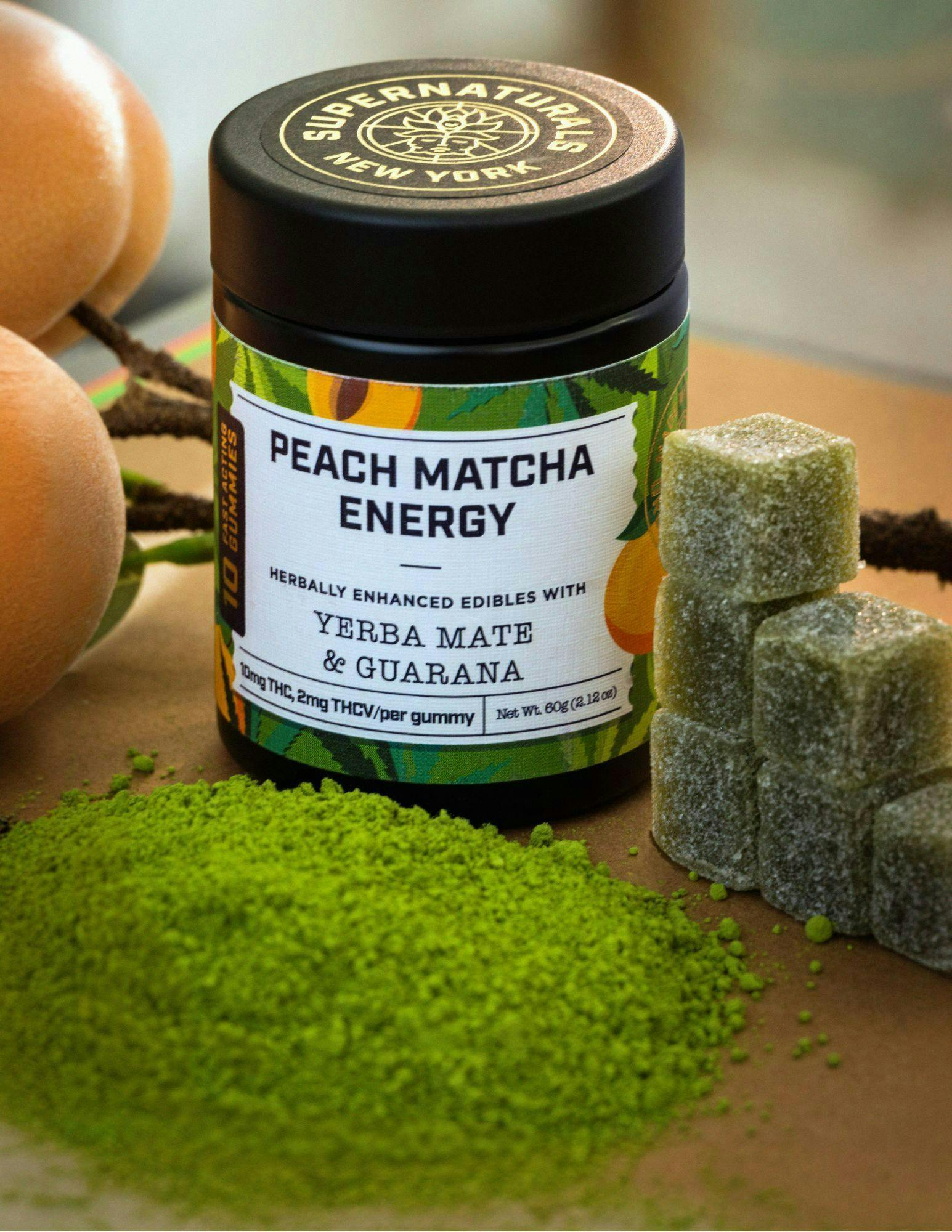 Supernaturals | Peach Matcha Energy Gummies | 100mg | 10ct | 10mg/ea at DOSHA