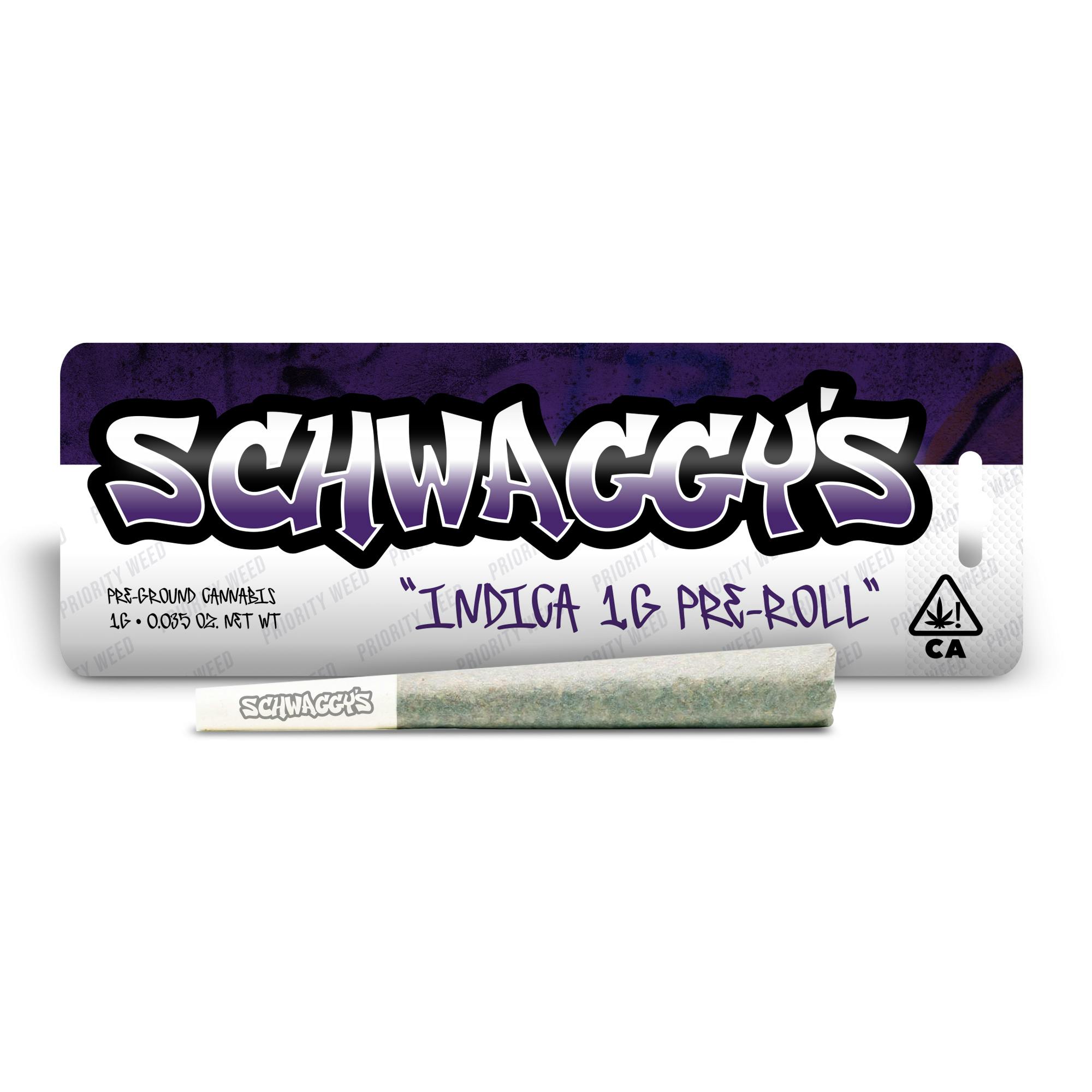 Schwaggy's Pre-Roll 1.0g Indica Blend at Tahoe Wellness Cannabis Consumption Lounge