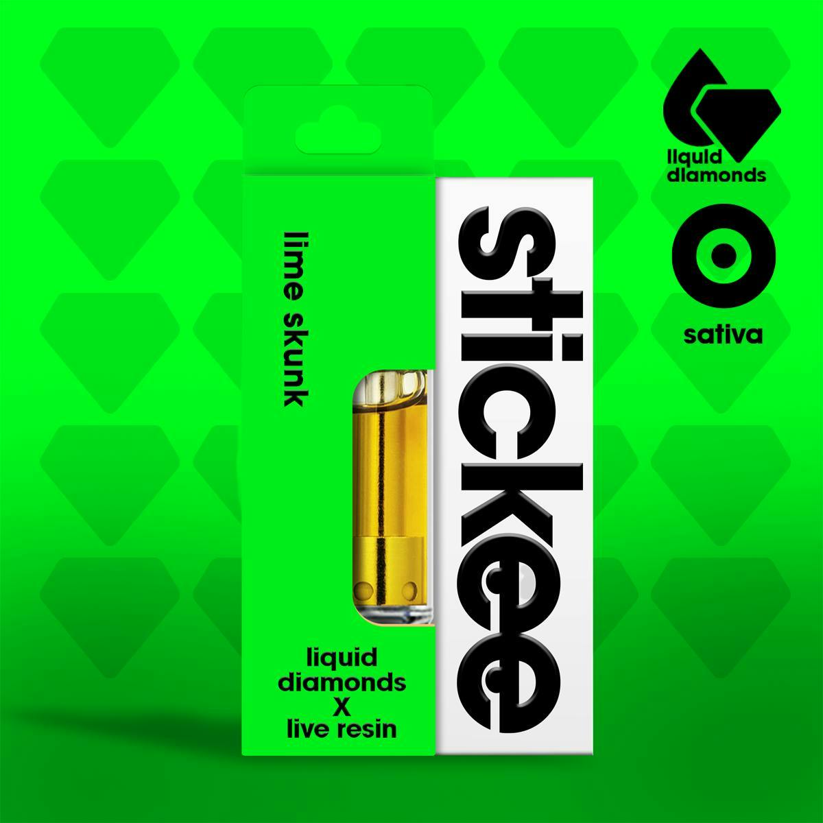 STICKEE | Lime Skunk | Diamonds + Live Resin Cartridge | 1G by Detour