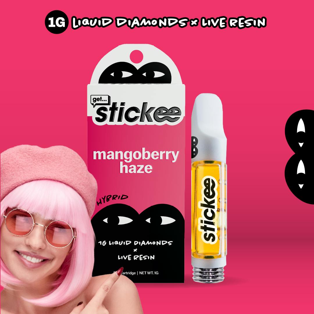 STICKEE | Mangoberry Haze | 1G | Liquid Diamonds + Live Resin 510 Vape Cart