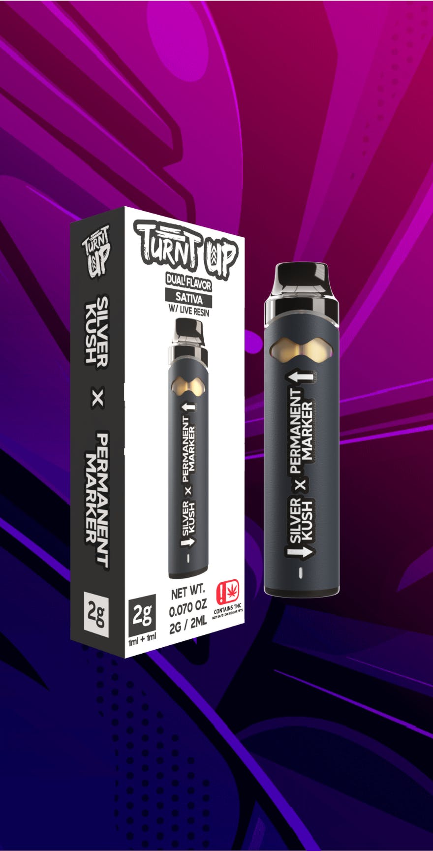 Turnt Up - 2g Disposable - Silver Kush x Permanent Marker by 710Trading