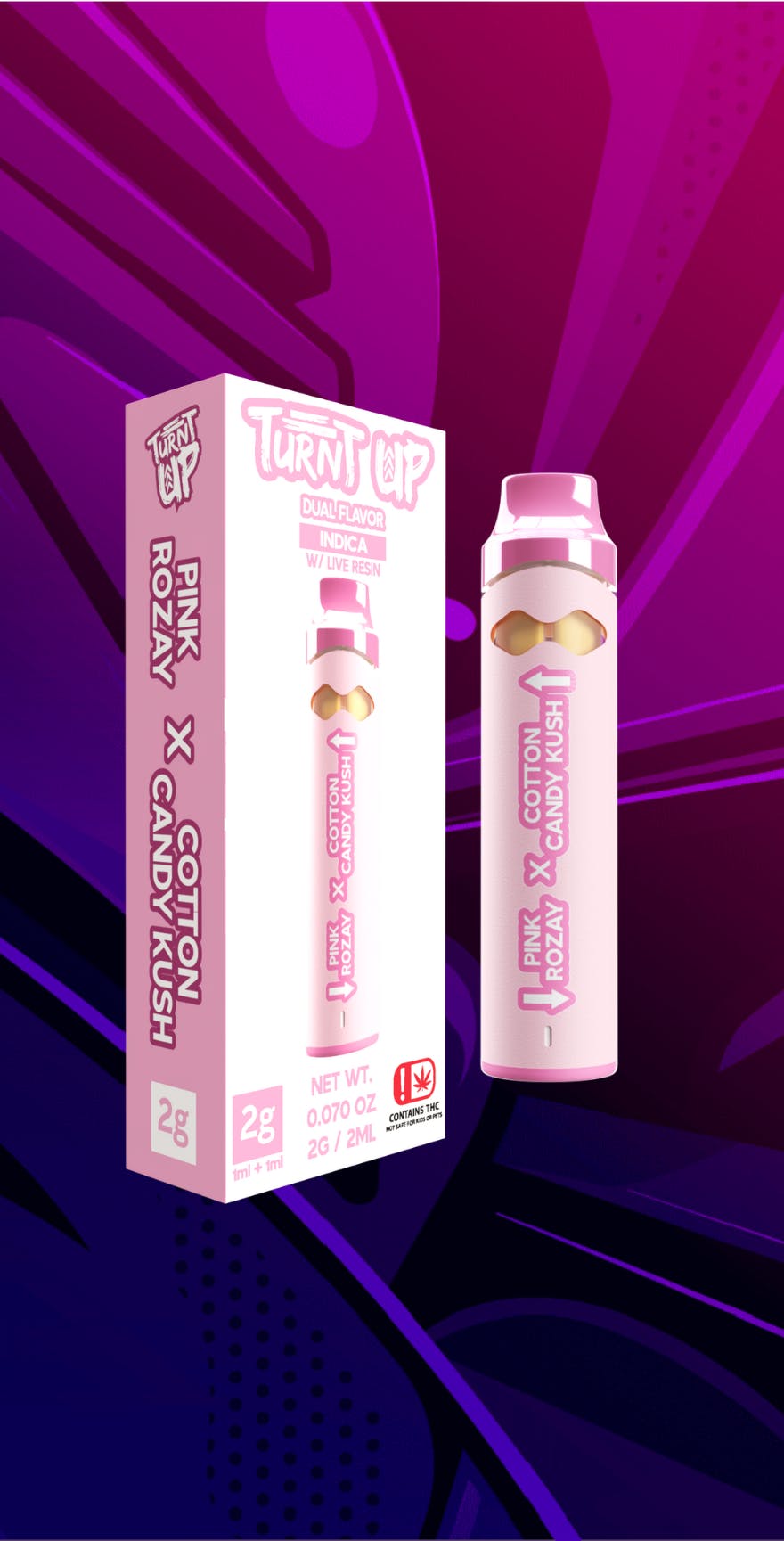 Turnt Up - 2g Disposable - Pink Rozay x Cotton Candy Kush by 710Trading
