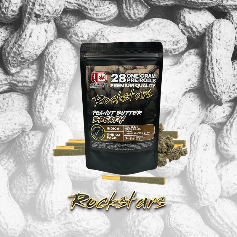Rockstars - 28g Pre Roll Pack - Peanut Butter Breath by 710Trading