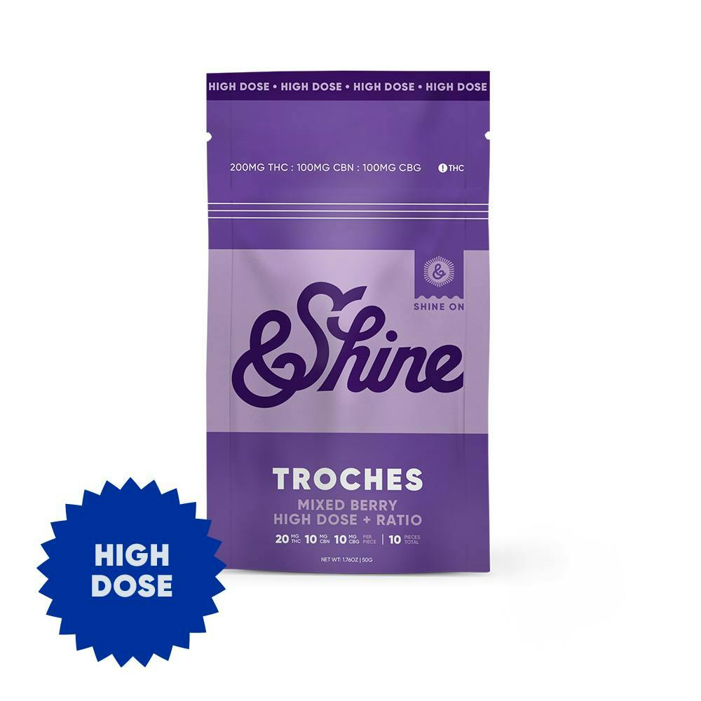 &Shine | 10pk Troches | Mixed Berry Plus - 400mg (2:1:1 / THC:CBN:CBG)