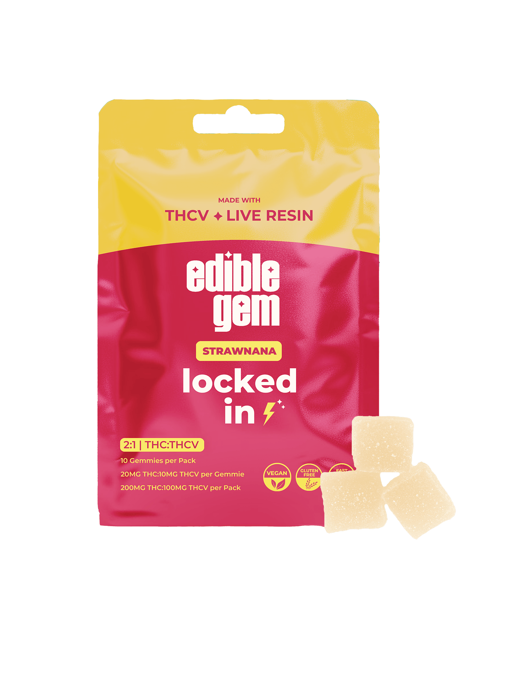 Edible Gem | Locked In 2:1 THCV | Live Resin Gummies | Strawnana by Edible Gem