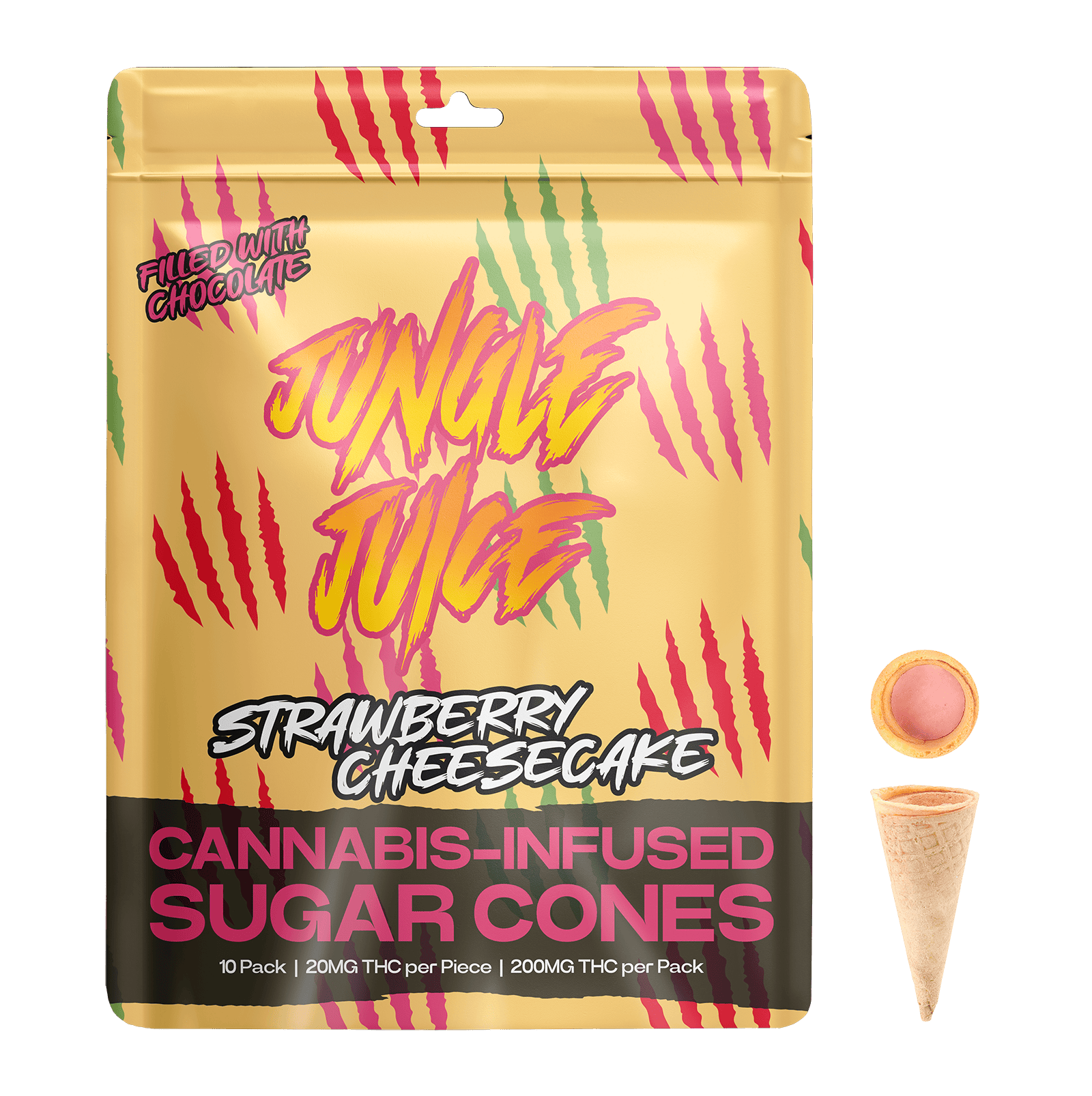 Strawberry Cheesecake Sugar Cones | 200mg | 10ct | 20mg/ea by Jungle Juice