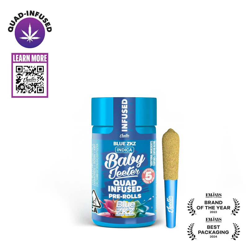 Jeeter Blue ZKZ · Quad-Infused Minis · 0.5g each · 5pk, Infused Pre-Rolls