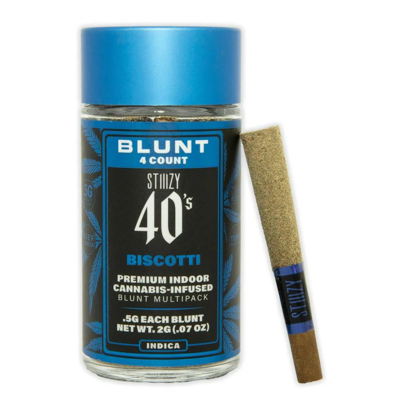 STIIIZY - BISCOTTI - .5G 40's Infused Mini Blunt 4 Pack [2g], Infused Pre-Rolls