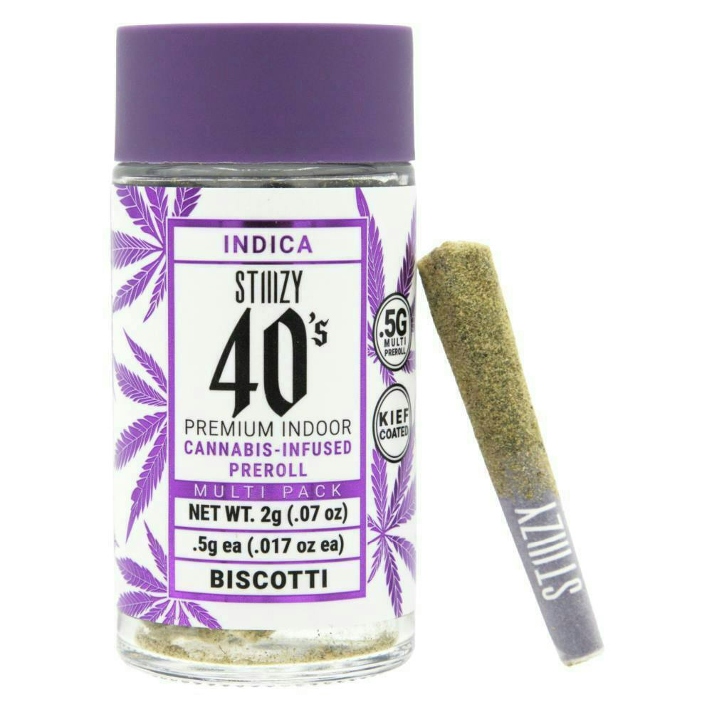 STIIIZY - BISCOTTI - .5G 40's Infused Preroll 4 Pack [2g] — Infused Pre-Rolls