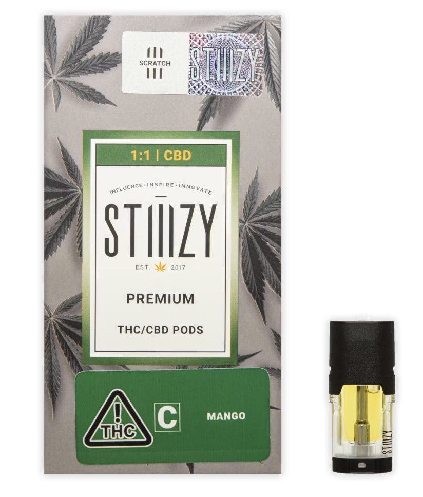 STIIIZY Vape Cartridge - MANGO .85G 1:1 (CBD/THC) Original Pod - STIIIZY — CBD : THC