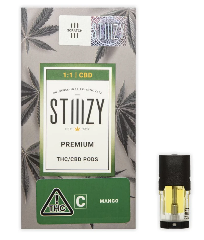 STIIIZY Vape Cartridge - MANGO .85G 1:1 (CBD/THC) Original Pod - STIIIZY, CBD : THC