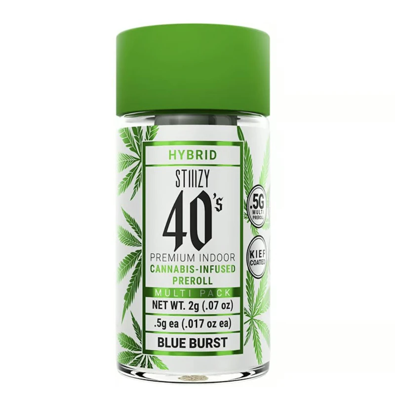 STIIIZY - BLUE BURST - .5G 40's Infused Preroll 4 Pack [2g], Infused Pre-Rolls
