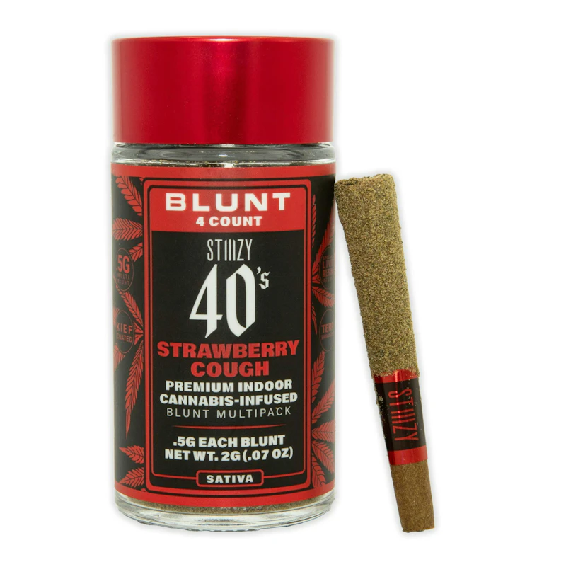 STIIIZY - STRAWBERRY COUGH - .5G 40's Infused Mini Blunt 4 Pack [2g], Infused Pre-Rolls