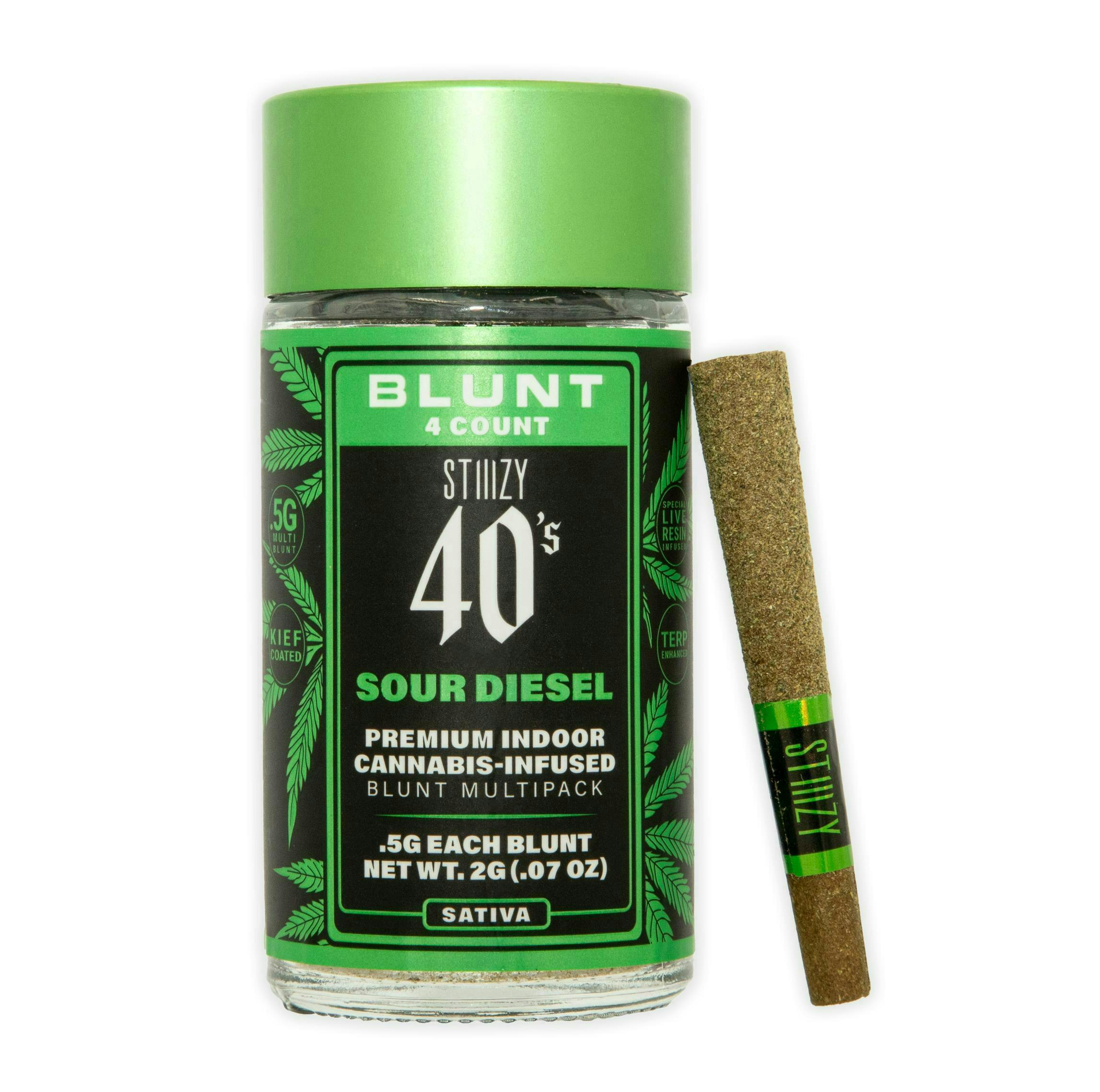 STIIIZY - SOUR DIESEL - .5G 40's Infused Mini Blunt 4 Pack [2g] — Infused Pre-Rolls