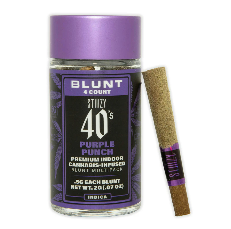 STIIIZY - PURPLE PUNCH - .5G 40's Infused Mini Blunt 4 Pack [2g], Infused Pre-Rolls