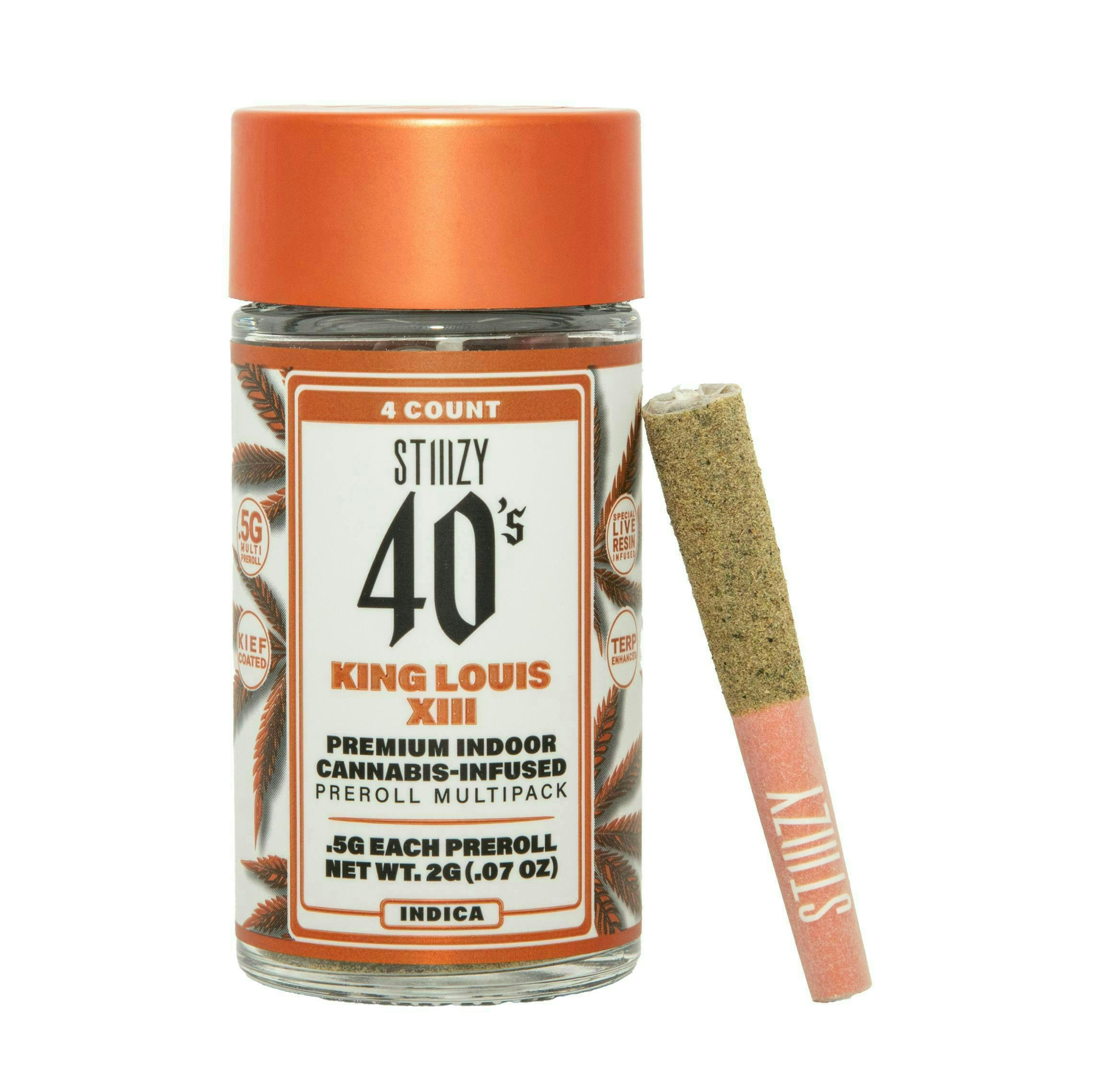 STIIIZY - KING LOUIS XIII - .5G 40's Infused Preroll 4 Pack [2g] — Infused Pre-Rolls
