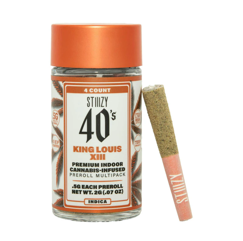STIIIZY - KING LOUIS XIII - .5G 40's Infused Preroll 4 Pack [2g], Infused Pre-Rolls